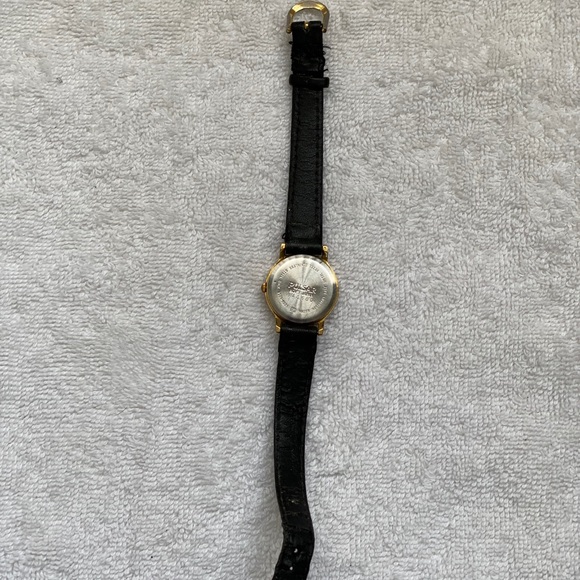 SOLD Black and gold leather vintage watch - Picture 2 of 6